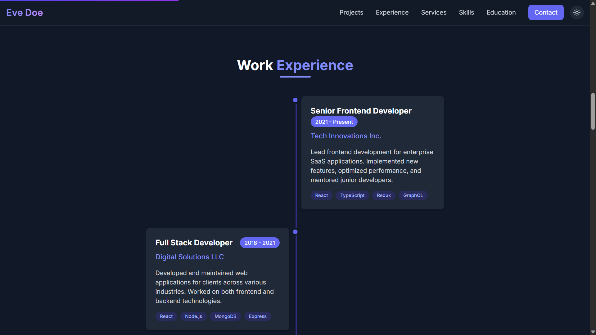 Portfolio SIte Theme Eve