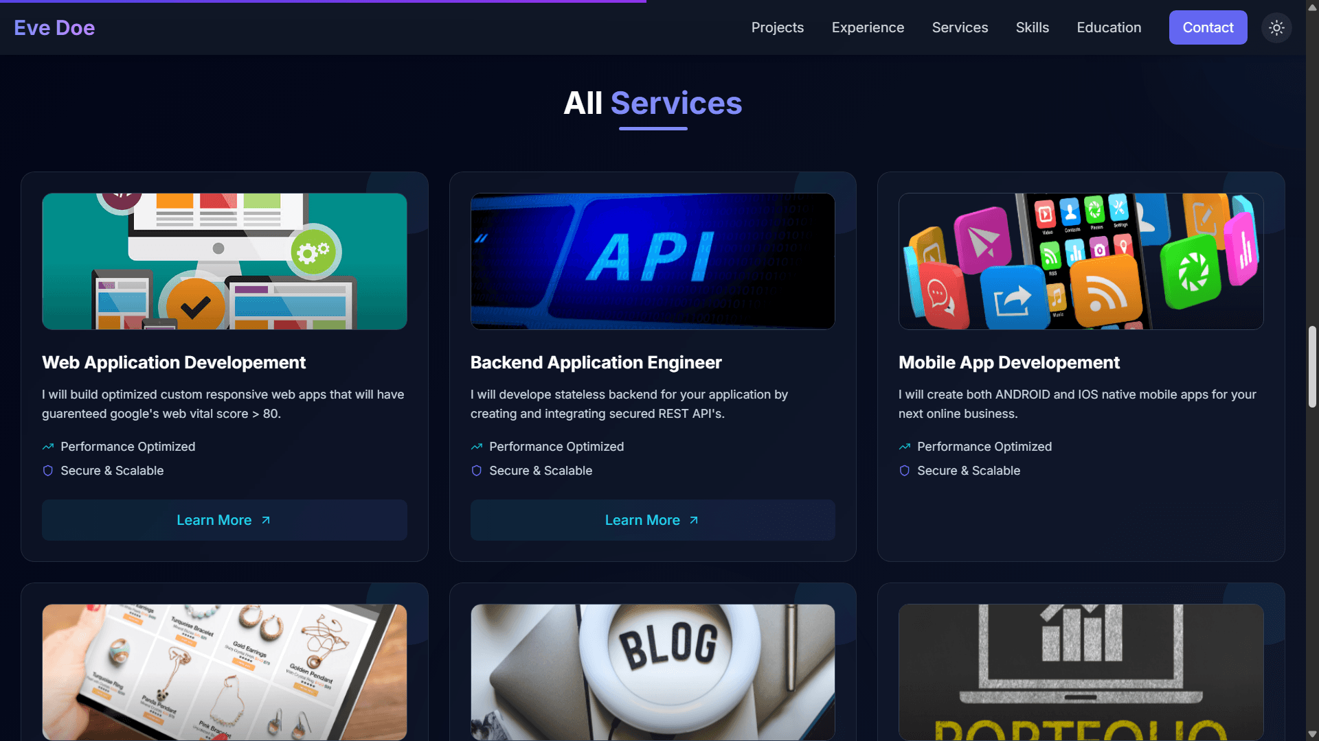 Portfolio SIte Theme Eve